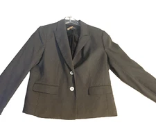 Kasper blazer women's 16 Black White 2 button lined  blazer Career Office