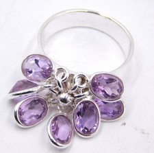 5.80 Gm 925 Sterling Silver Natural Amethyst Cut Gemstone Fine Ring Size 7.1" US