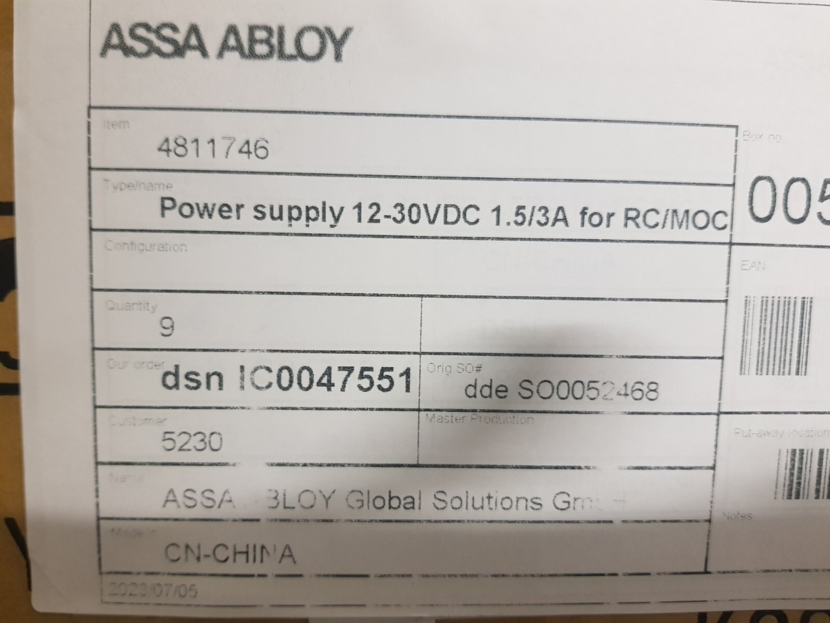 ASSA ABLOY 4811746 CMP LPR1361-34 Trafo Powersupply Netzteil 36  