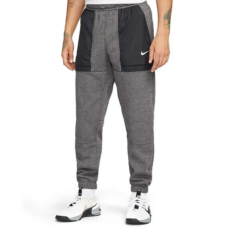 Nike Therma FIT Mens Size M Novelty Grey Black Jogger Pants
