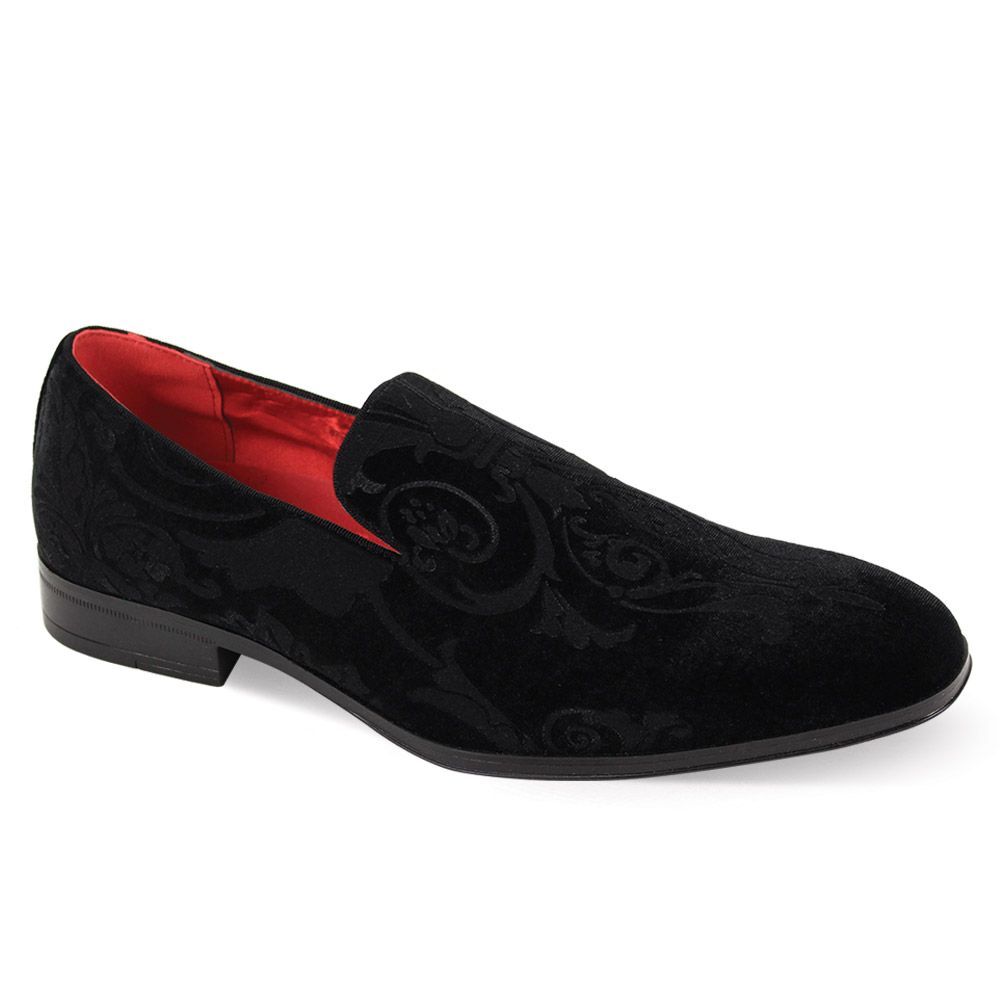 After Midnight 7017 Mens Embellished Velvet Dress Loafers Shoes Jet Black