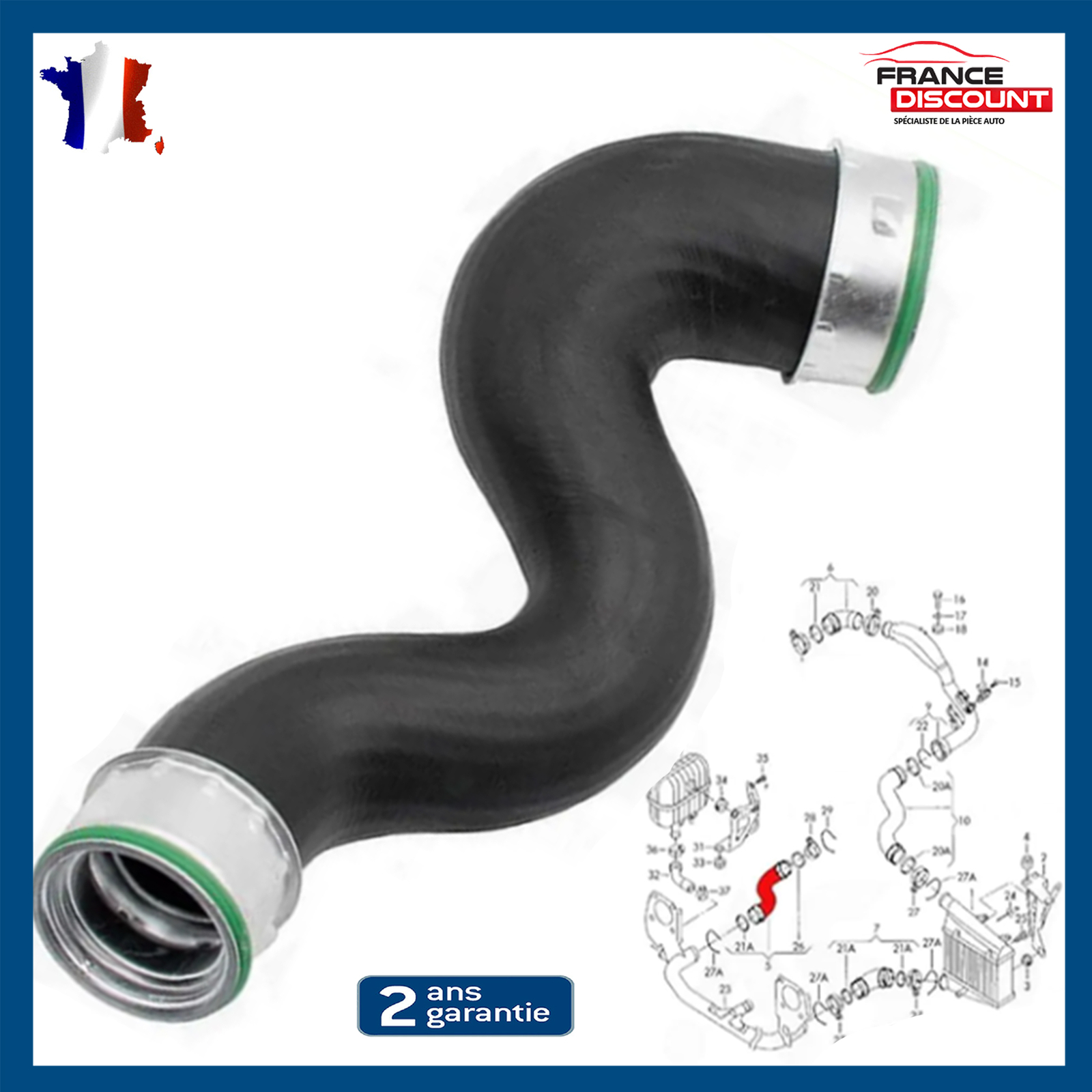 Tuyau turbo pour Passat B5.5 1.9 TDI résolvant les pertes de puissance 3B0145828K