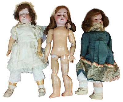 3 POUPÉES ANCIENNES. JUMEAU, ANCORA, INCONNU. FRANCE ET