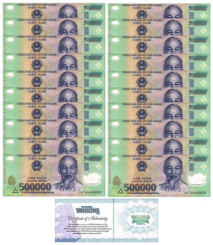 5 MILLION VIETNAM DONG (10) 500,000 VND MONEY BANKNOTES | QUICK