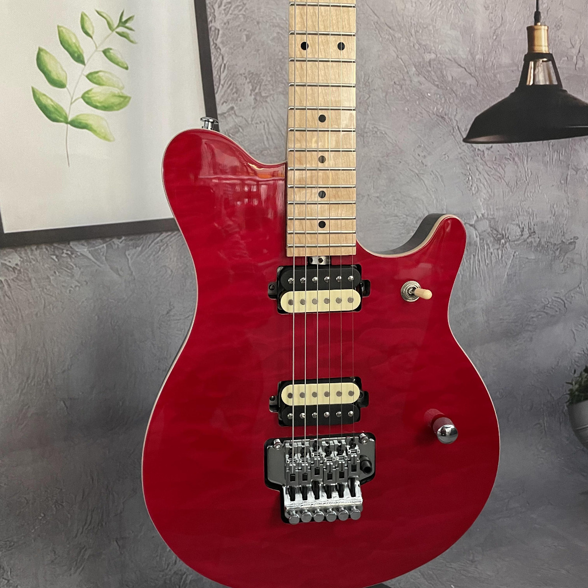Red OLP Electric Guitar Solid Body Maple Fretboard Basswood Body Maple Neck