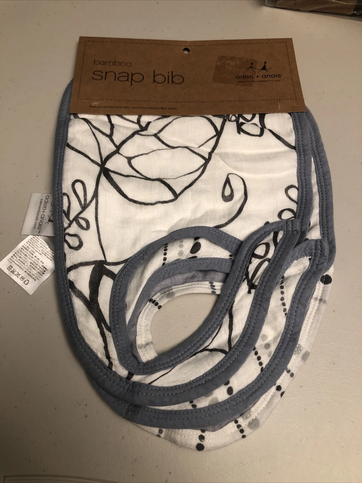 Aden + Anais Bamboo Snap Bib Blue (3 Per Pack)