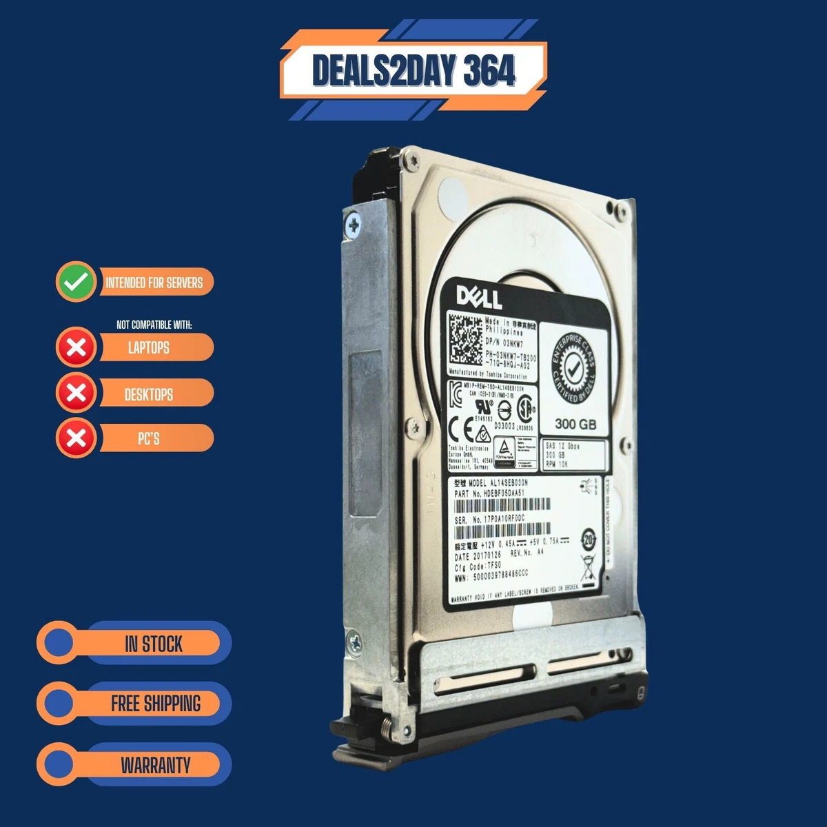 DELL 300GB 10K RPM SAS HDD 2.5インチ Dell 300GB SAS 2.5 Inch Internal Hard Disk Drives for sale | eBay