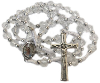 Medjugorje Glass Rosary Gift Catholic Transparent Rosaries inc BAG 