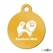 Keeshond Mom Engraved Keychain Round Tag w/tab kees Many Colors