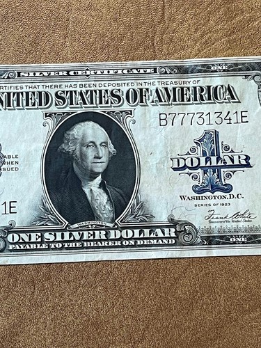 1923 US $1 Silver Certificate Blue Seal Large Bill One Dollar Currency Note Nice - Picture 6 of 13