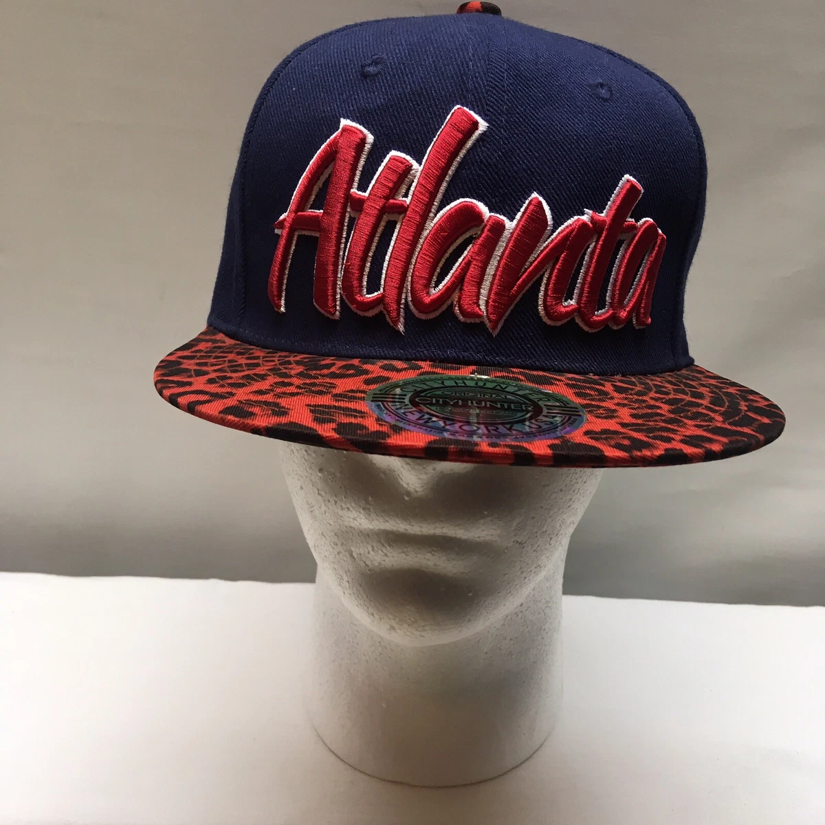 City Hunter Cap Original Headwear Company ATLANTA USA Leopard Print Brim
