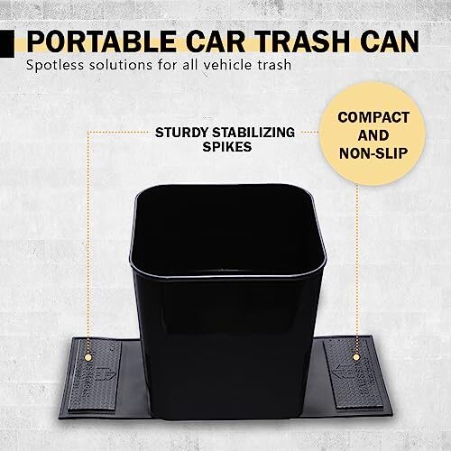 Car Trash Can Spill Proof Plastic Car Garbage Can Black without
