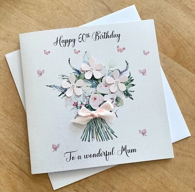 Personalised MUM BIRTHDAY CARD - Nan Sister Daughter 50th 60th 70th 80th Flowers
