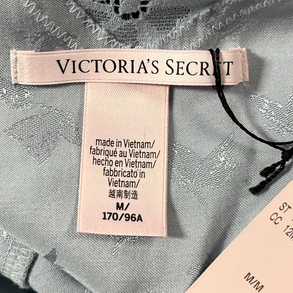 Victoria Secret Halter Romper Medium Blue Satin Butterfly Flutter Tie Back NWT - Image 3 of 4