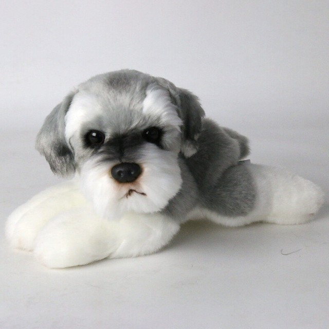 25cm Lifelike Plush Schnauzer Dog Puppy Toy Realistic Stuffed Animals Doll Gift eBay
