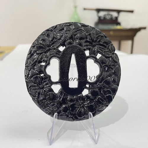 Black Iron Tsuba Steel Hand Guard For Japanese Katana DIY Sword Maintenance - Picture 7 of 12