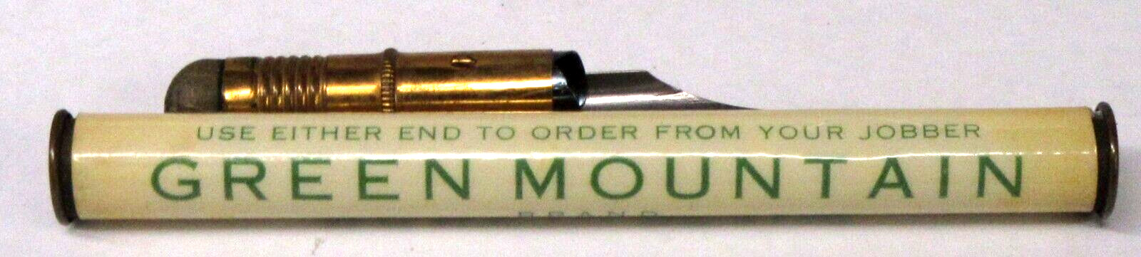 early GREEN MOUNTAIN PORK & BEANS St Albans VERMONT celluloid ad fountain pen xx