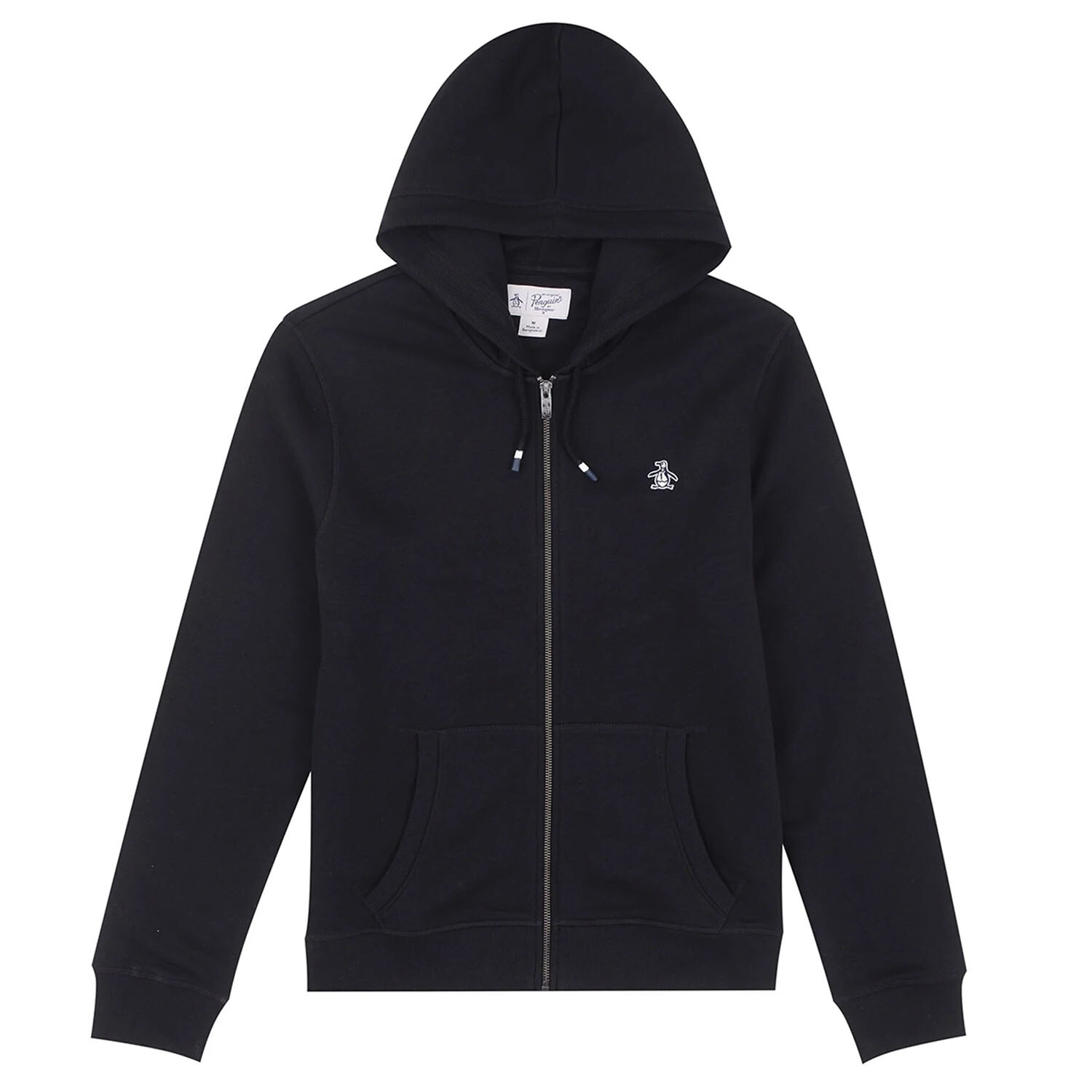 Original Penguin Mens Jumper Sticker Pete Organic Cotton Fleece Full Zip Hoodie