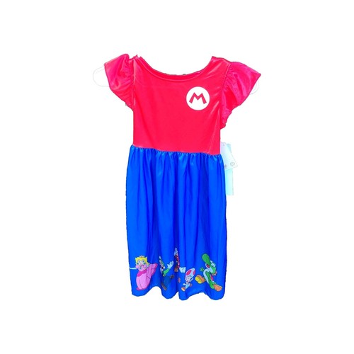 Super Mario Girl's Character Red and Blue Nightgown, Gown Size S Costume 6/6x - Picture 2 of 10