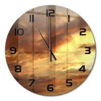 Runde Design-Wanduhr Aus GehäRtetem Glas Sonnenaufgang Schwarze Zeiger Fi60 Cm