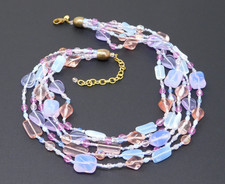 Vintage JOAN RIVERS Multi Strand Purple Opalescent Bead Necklace