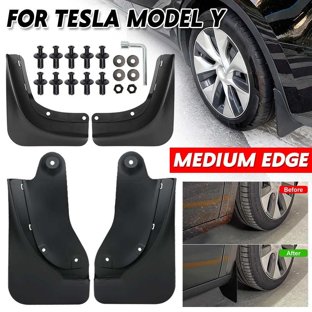 4pcs For Tesla Model Y Mud Flaps Front And Rear Splash Guards Replacement Car