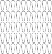 100pcs Mini Aluminum Bulk Carabiner Spring Clip Hook Keychain 2inch, silver