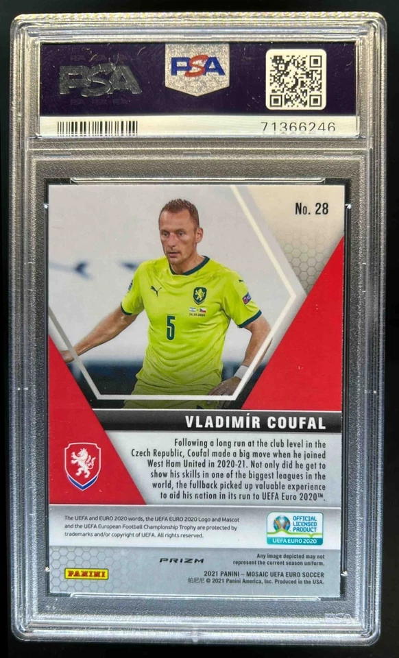 2021 Mosaic UEFA EURO Vladimir Coufal RC Reactive Red #28 Czech Republic PSA 10 - Image 2 of 2