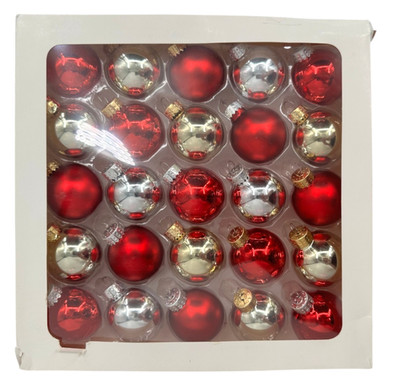 Ashland Tiny Treasures Mini Glass Ornament Set Red Silver Christmas Tree Decor
