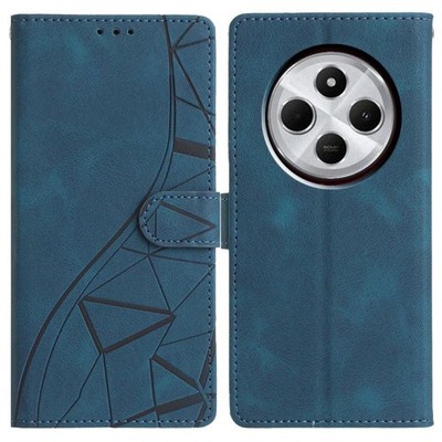 Blau geprägte Ledertasche mit Dreiecken für Redmi 14C 4G / A3 Pro 4G
