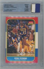 1986 FLEER #33 PACERS VERN FLEMING AUTOGRAPH PATCH FUSION BECKETT AUTO 10
