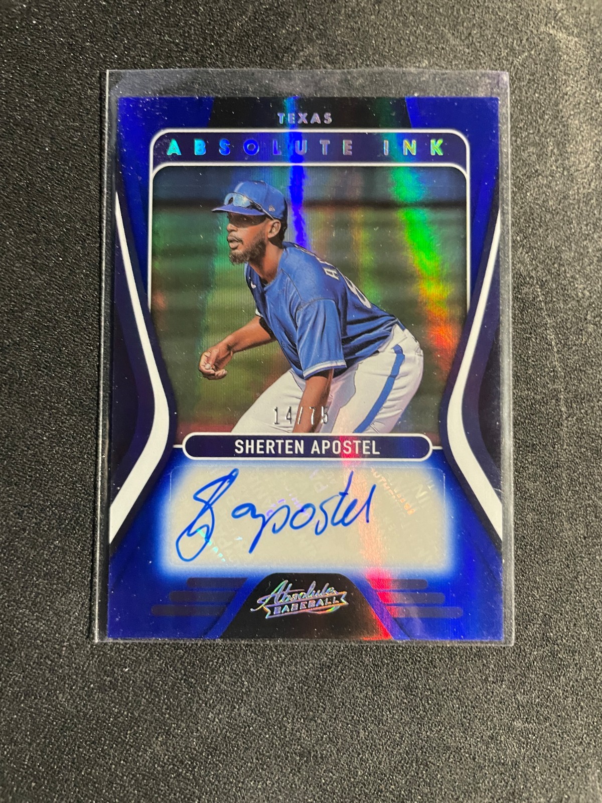 2022 Panini Absolute Baseball SHERTEN APOSTEL Blue Auto #'d 14/75