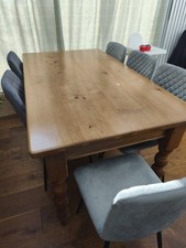 Vintage Solid Wood Farmhouse Country Table With 2 Drawers, No Chairs