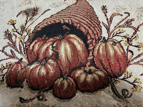 Fall Tapestry 72x13 Table Runner Pumpkins And Cornucopia - Picture 8 of 9