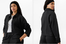 Athleta Allure Shirt Jacket in Black Women XL Button Up Travel NWOT 129