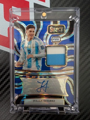 2024-25 Panini Select Julian Alvarez Patch Auto No. AM-JA Blue Pulsar Argentina