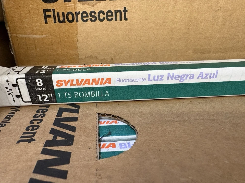 Sylvania F8T5/BLB Lámpara UV Fluorescente Azul Luz Negra 8W 12” T5 Nueva Foto 2 de 4