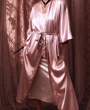 1990s rose satin robe  slip gown set