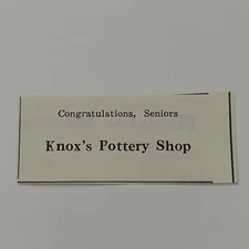 Knox's Pottery Shop Congratulations Seniors 1950 Paoli Indiana Ad SAH1-S26