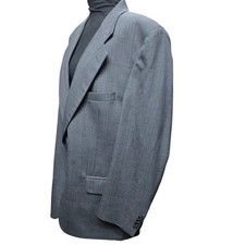Vintage Burberrys 44R Wool Blazer Blue Gray Glen Plaid Sport Coat USA Made
