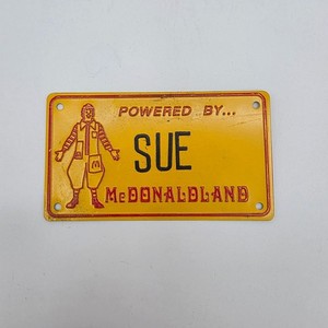 Vintage McDonalds Powered By Sue McDonaldland Metal License Plate
