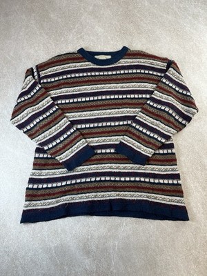 J&J Collection Herren Pullover groß mehrfarbig gestreift Strick Rundhals Vintage 90er