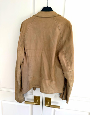 Phillip Lim Men's Leather Biker Jacket M Beige Full Zip Notch Collar Lined