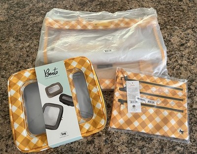 Lug Gingham Mustard Bundle - Peekaboo Tote, Bento 3Pc and Kickline - NWT
