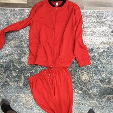 Red XL Tracksuit Set 95 Polyester Zip-Up Jacket Drawstring Pants Lightweight