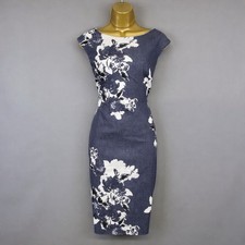 Phase Eight Blue Floral Dress Size 10 Elegant Occasion Wedding Guest Pencil Midi