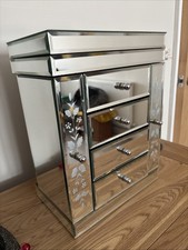 Jewellery Box Mirrored , Vintage Style With Drawers And Side Doors . Good Cond