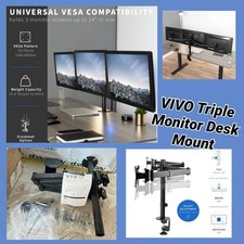 VIVO Triple Monitor Adjustable Desk Mount Articulating Tri Stand Holds 3 Screens