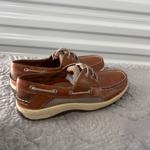 Sperry Top-Sider Mens Billfish Tan Leather Mesh Boat Shoes Deck Shoes 3-Eye - Imagen 5 de 10