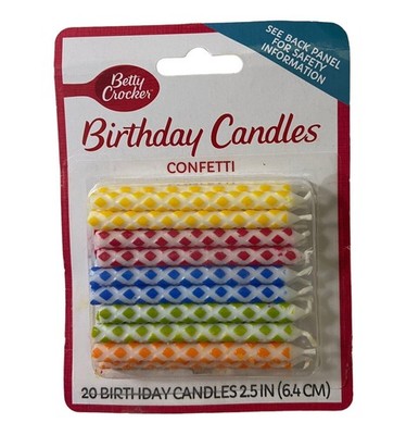 Betty Crocker 20 Count Confetti Birthday Party Candles 2.5'' High Multi-Color